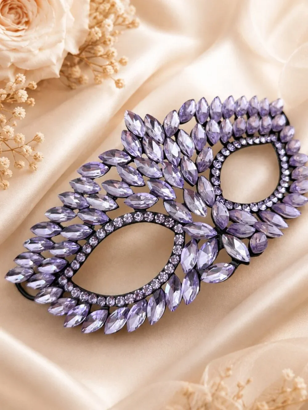 Lavender Rhinestone Eye Mask, Masquerade Ball Accessory, Theater and cosplay